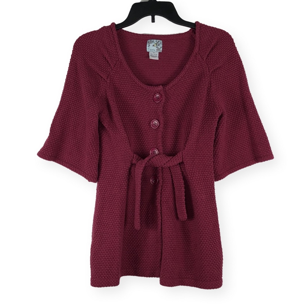 Anthropologie Tabitha Small Maroon Cardigan